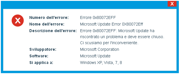 Microsoft Update Errore 0x80072eff