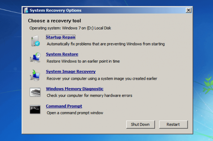 System recovery options при загрузке что делать windows 7 на ноутбуке