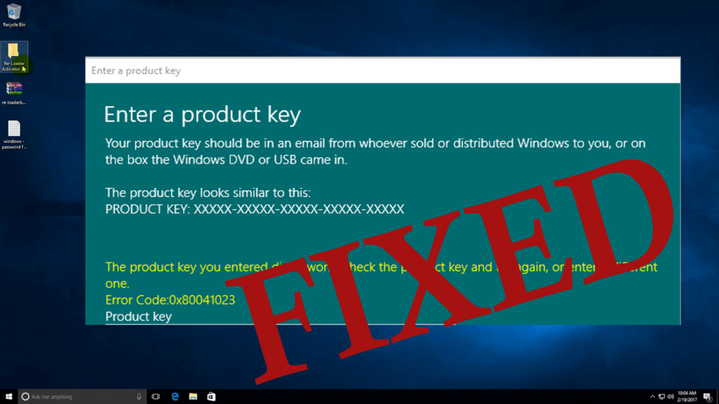 Errore di attivazione di Windows 10 0x80041023