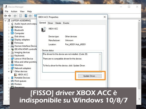 XBOX ACC Driver non è disponibile