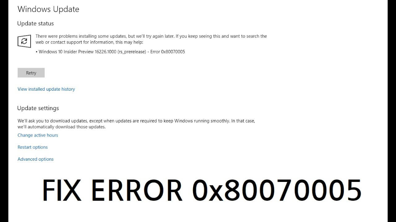 correggere l'errore 0x80070005 in Windows