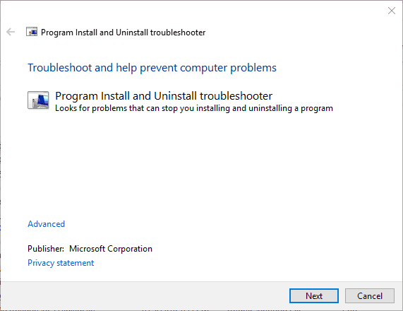 Rimuovi l'errore 1722 su Windows 10