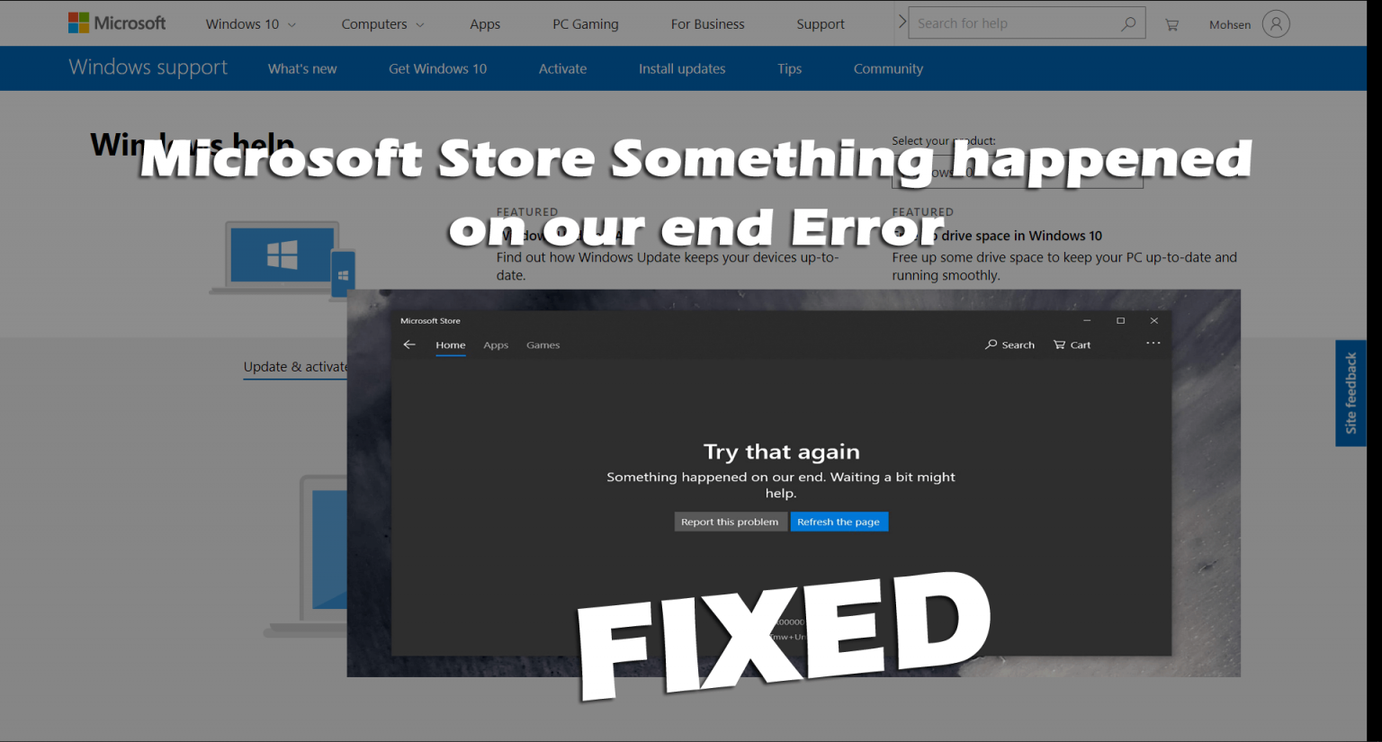 Microsoft Store: è successo qualcosa sul nostro Fine errore