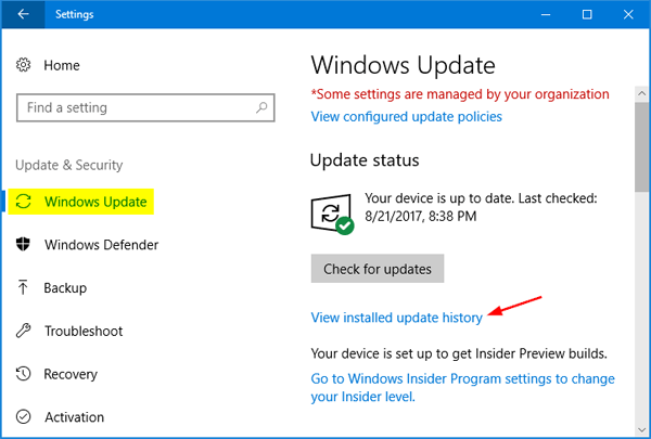 problema di aggiornamento cumulativo di Windows 10 KB500133