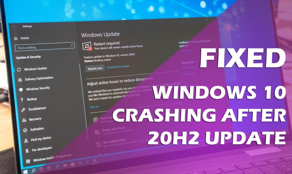 correggere l'arresto anomalo di Windows 10 dopo l'aggiornamento 20H2
