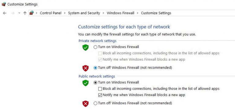 Attiva o disattiva Windows Difensore Firewall