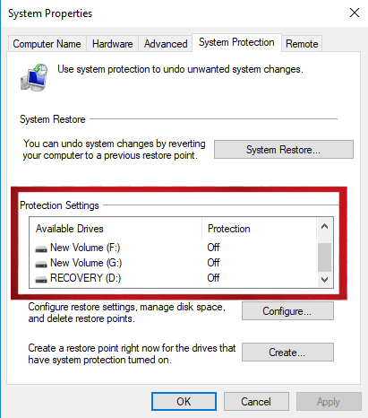 Errore di backup del sistema Windows