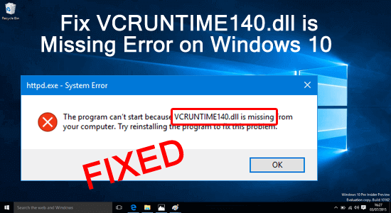 correzione errore VCRUNTIME140.dll