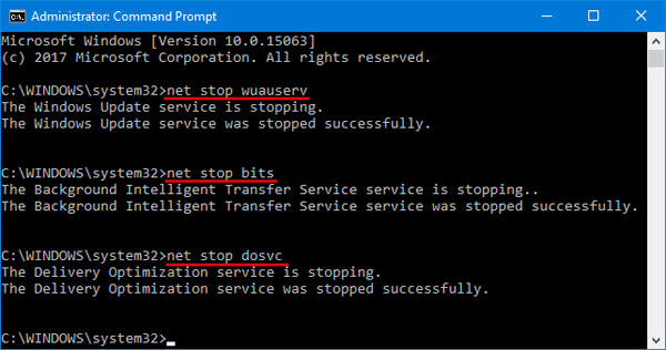 BITS, Cryptographic, MSI Installer e Windows Update Services
