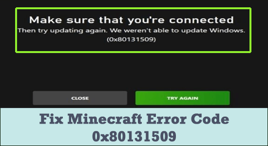Errore di Minecraft 0x80131509
