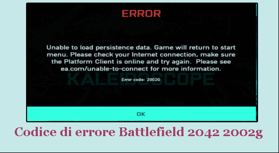 Codice di errore Battlefield 2042 2002g