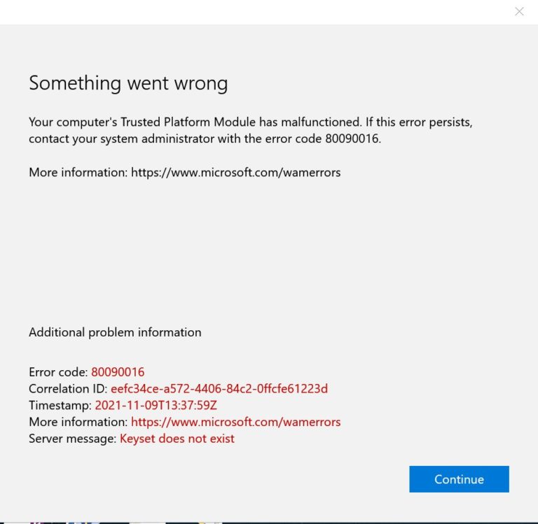 Errore di malfunzionamento della piattaforma attendibile del computer su Windows 10