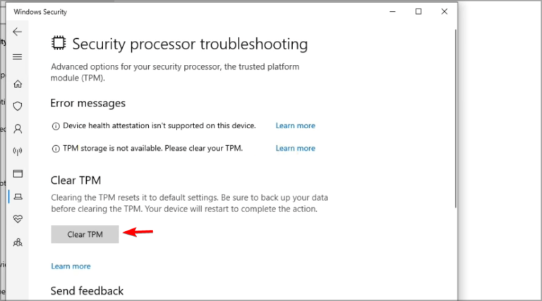 Errore di malfunzionamento della piattaforma attendibile del computer su Windows 10
