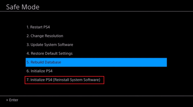Inizializza PS4 (Reinstalla software di sistema)