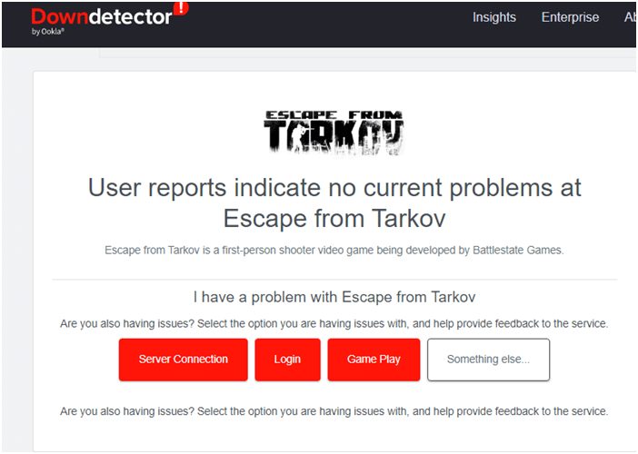 Errore di connessione al server Tarkov persa