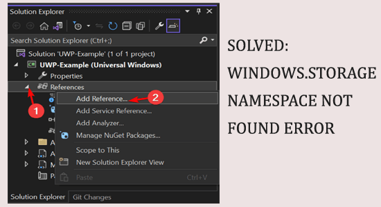 Spazio dei nomi Windows.Storage non trovato