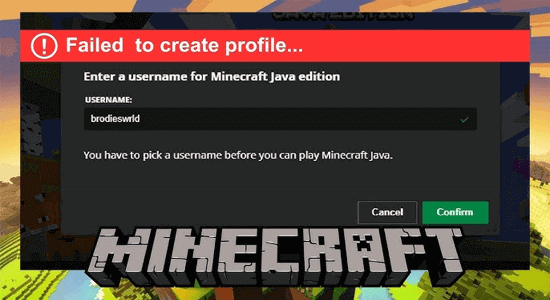 Impossibile creare un errore del profilo in Minecraft